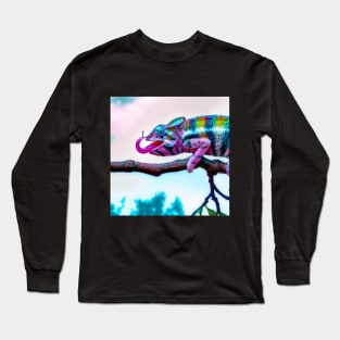 Camaleón Comiendo un insecto Long Sleeve T-Shirt